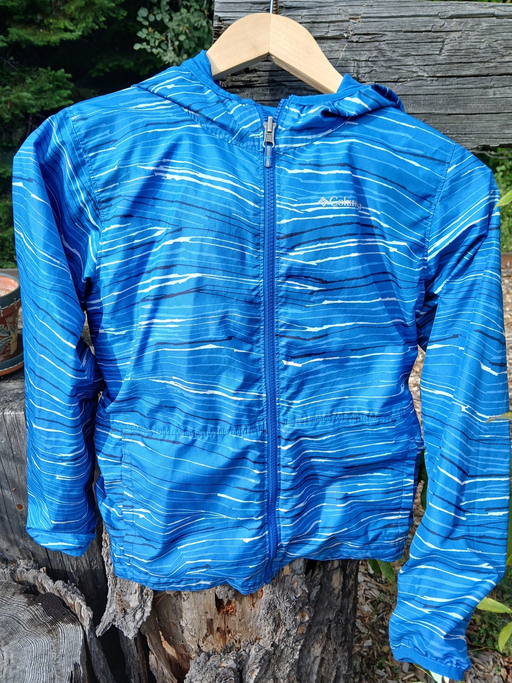Columbia Youth Pixel Grabber Reversible Hooded Jacket Medium Ages 10-12 Blue
